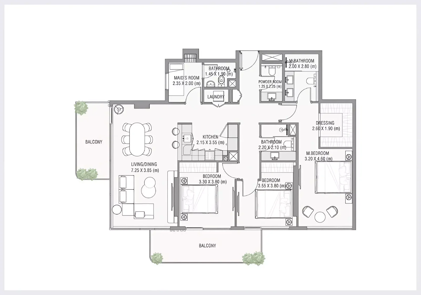 Ayamore Residence 3 BR floor plan