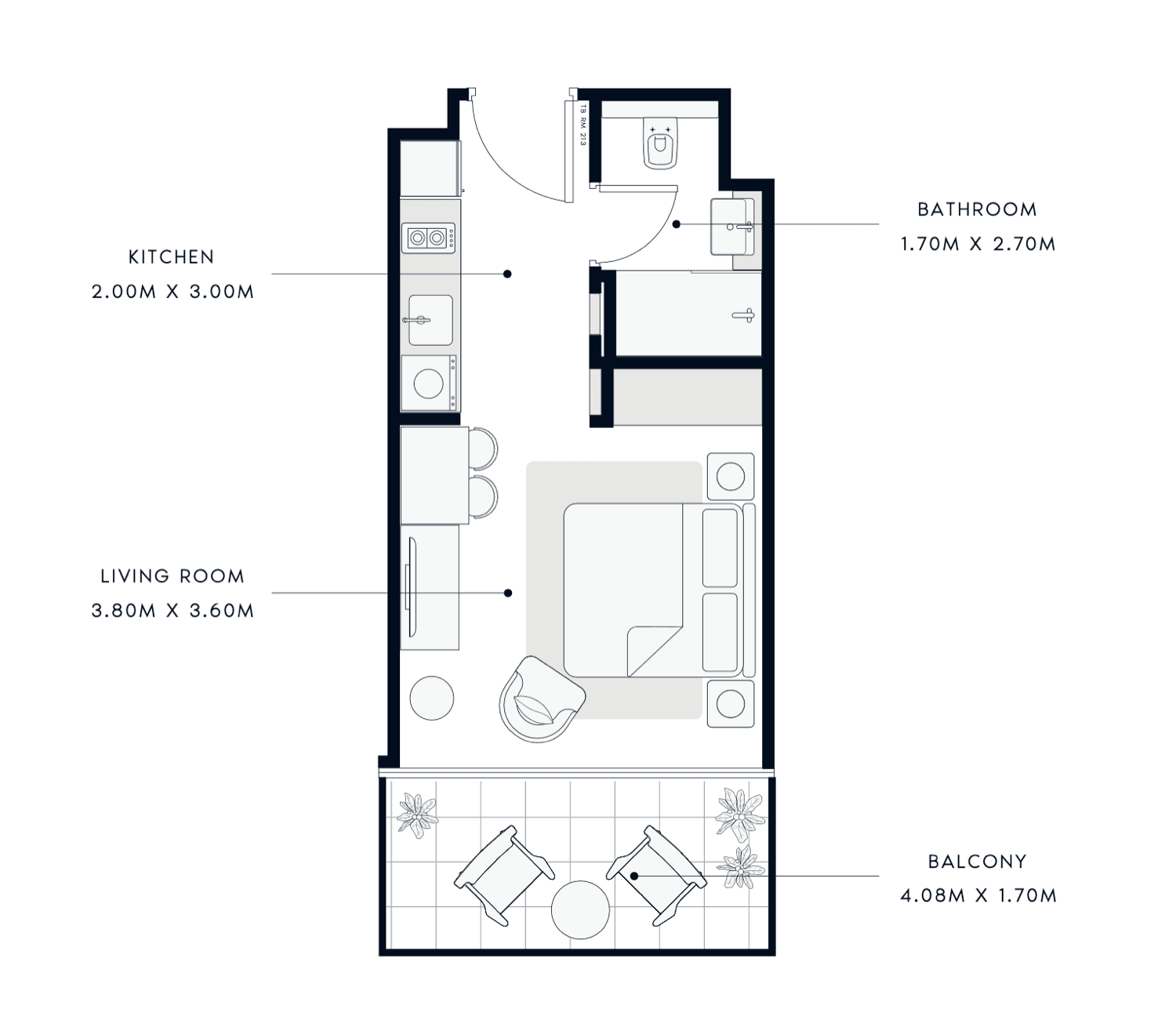Azizi Venice Studio Type 1 floor plan