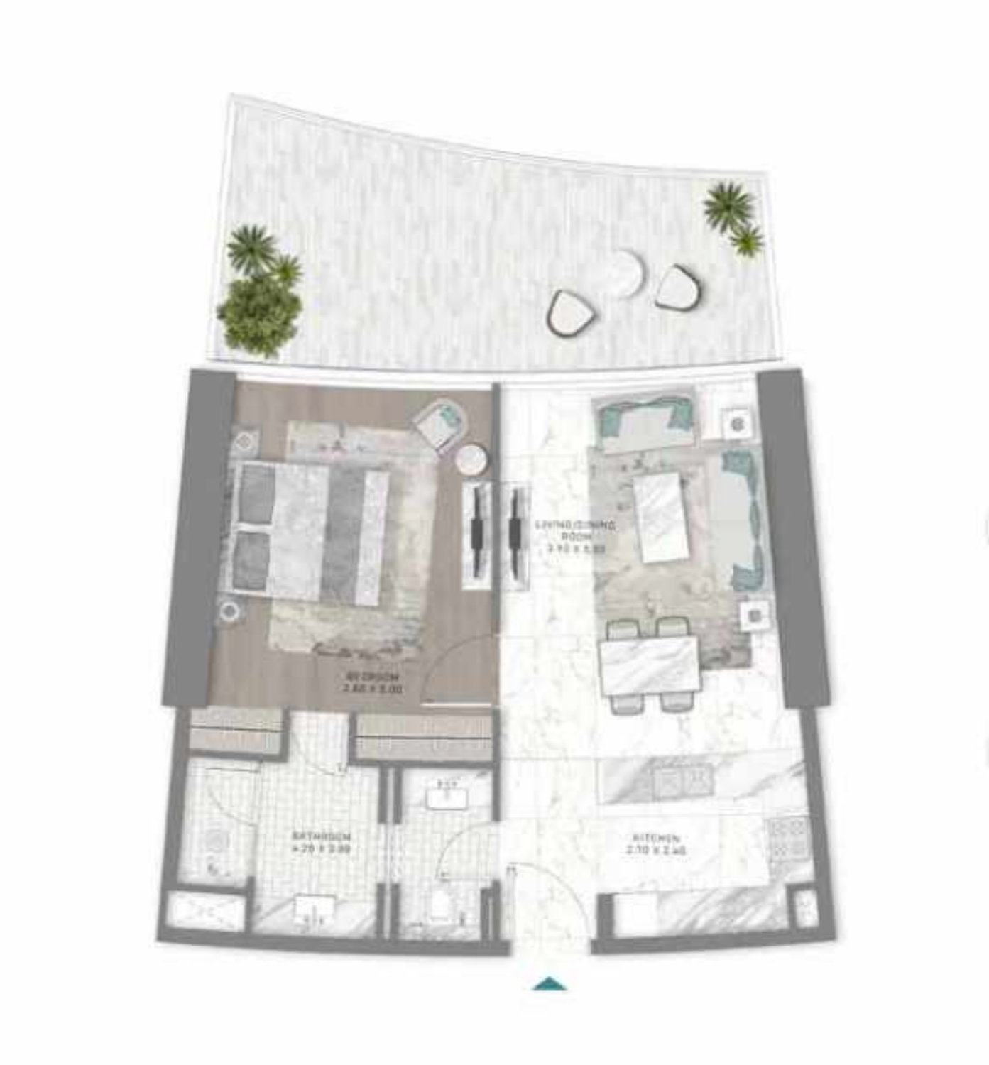 DAMAC Bay by Cavalli 1 BR floor plan