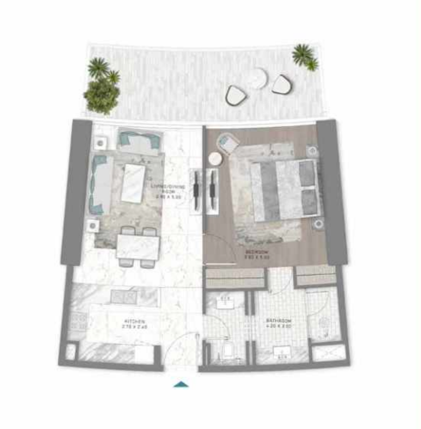DAMAC Bay by Cavalli 1 BR floor plan