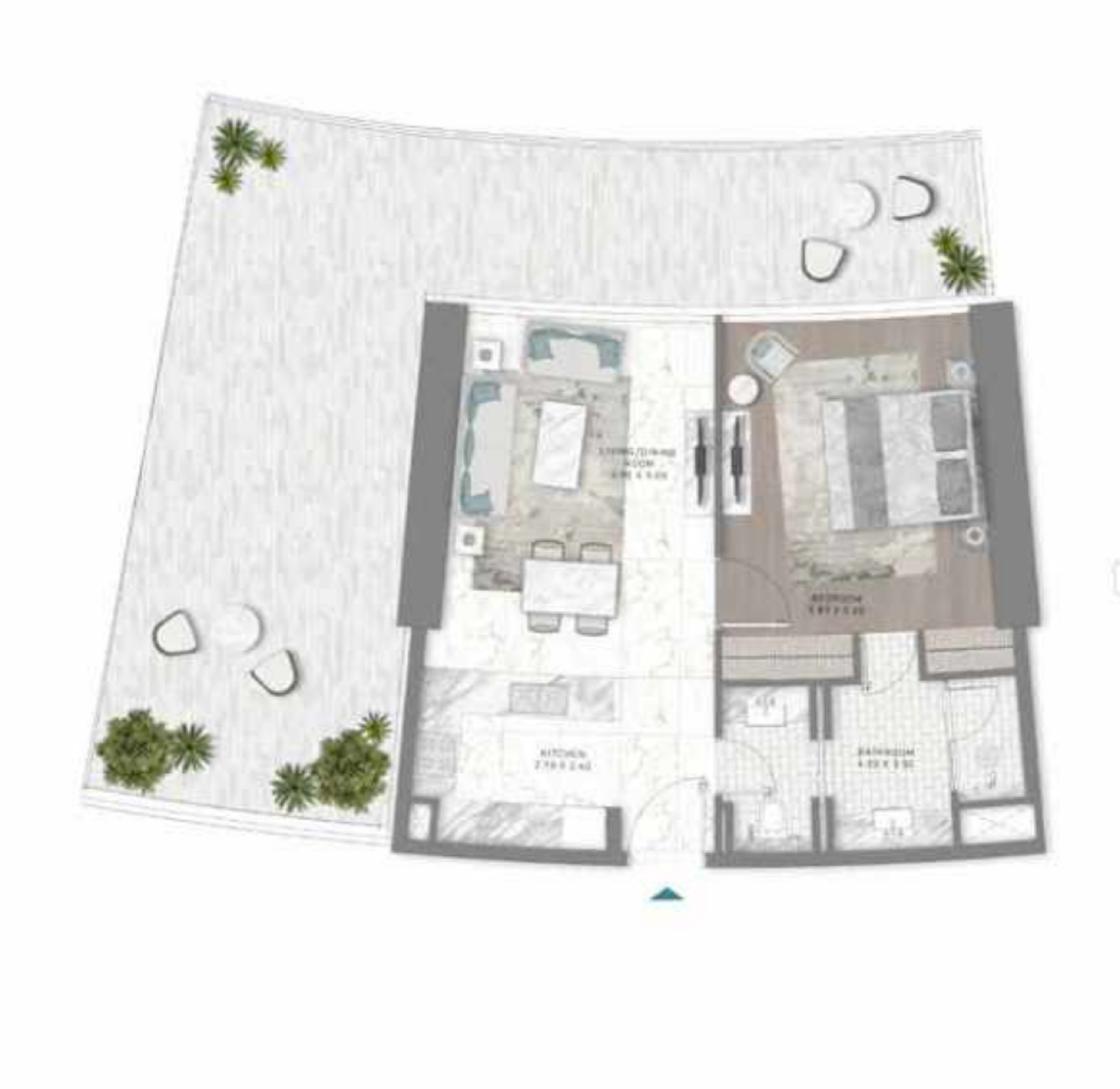 DAMAC Bay by Cavalli 1 BR floor plan