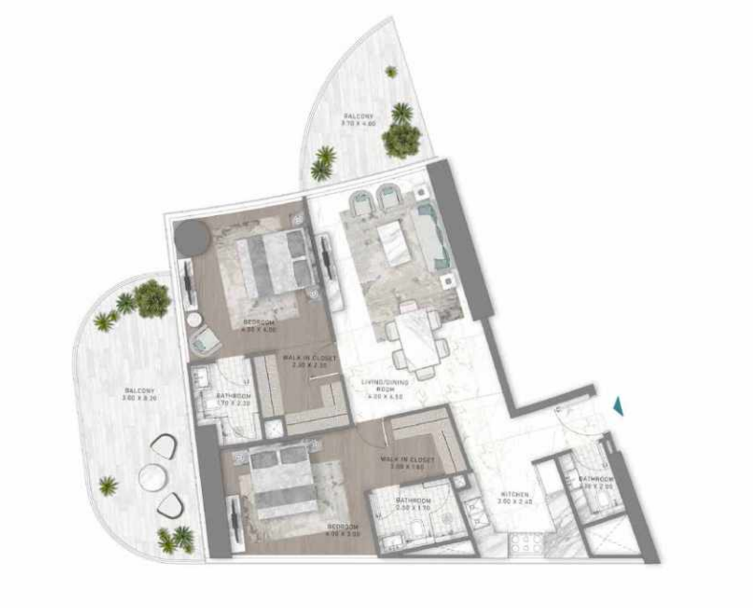 DAMAC Bay by Cavalli 2 BR floor plan