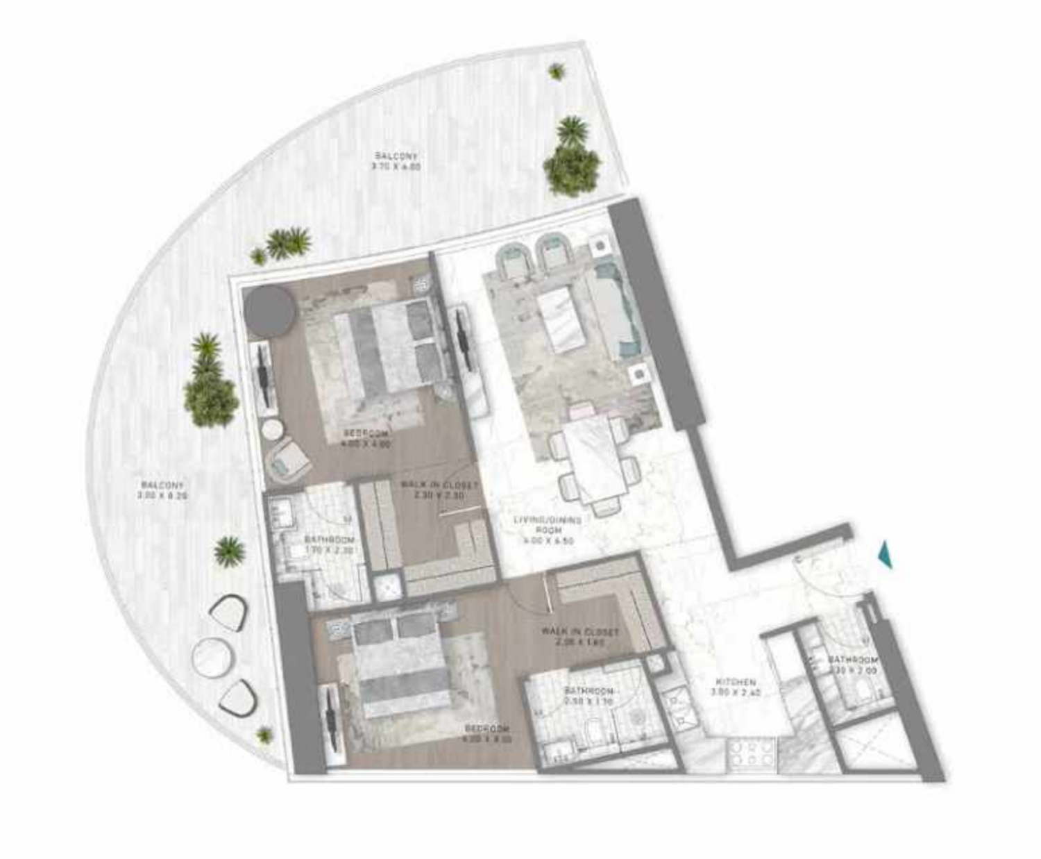 DAMAC Bay by Cavalli 2 BR floor plan
