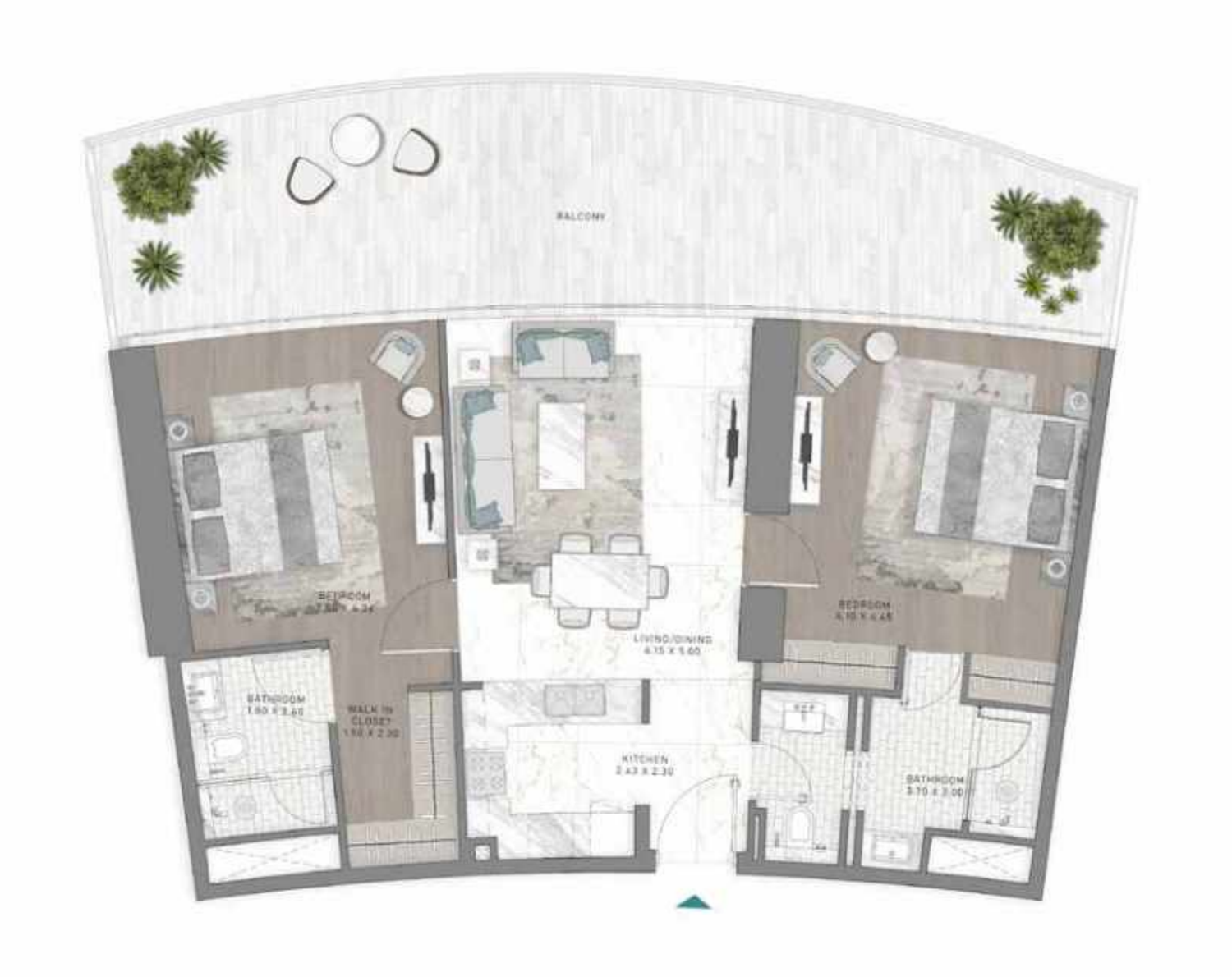 DAMAC Bay by Cavalli 2 BR floor plan