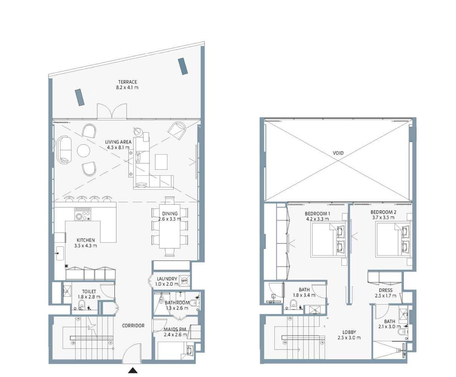 Beach House 2 BR floor plan