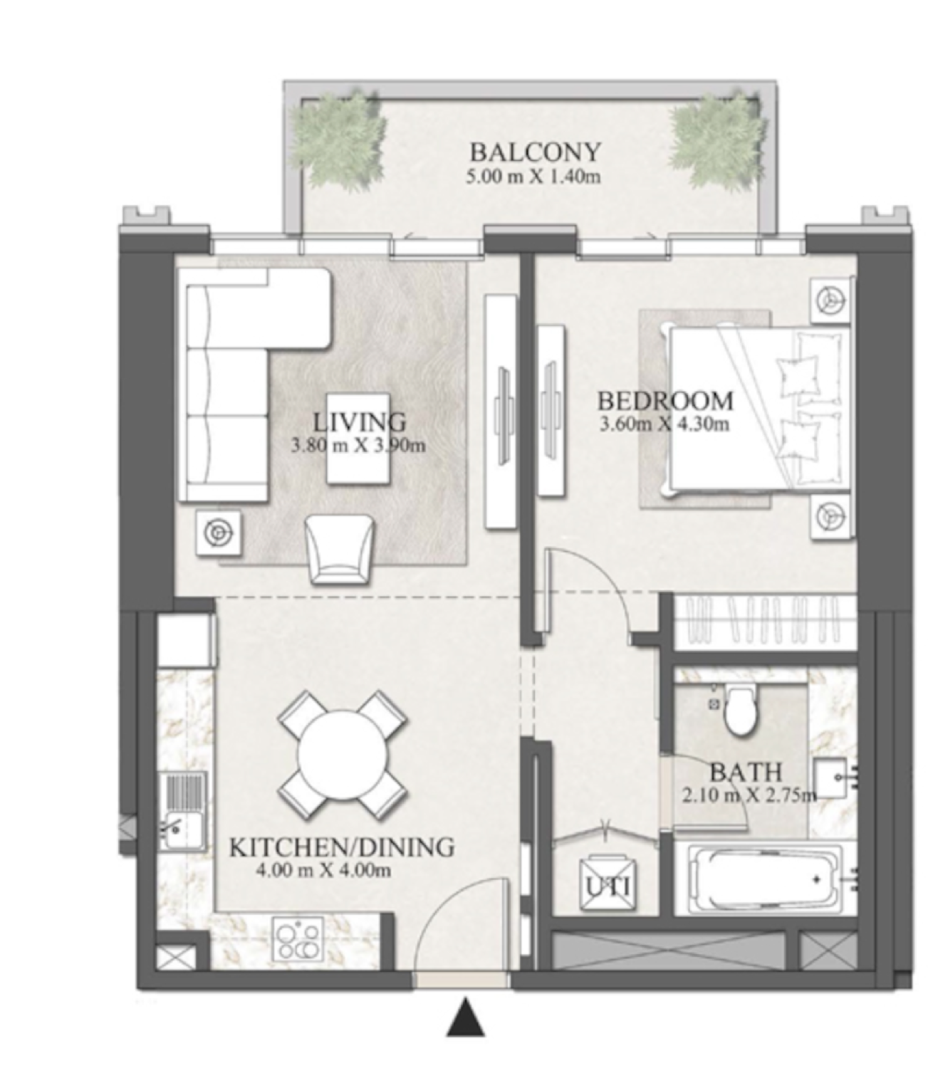 Beachgate 1 BR floor plan