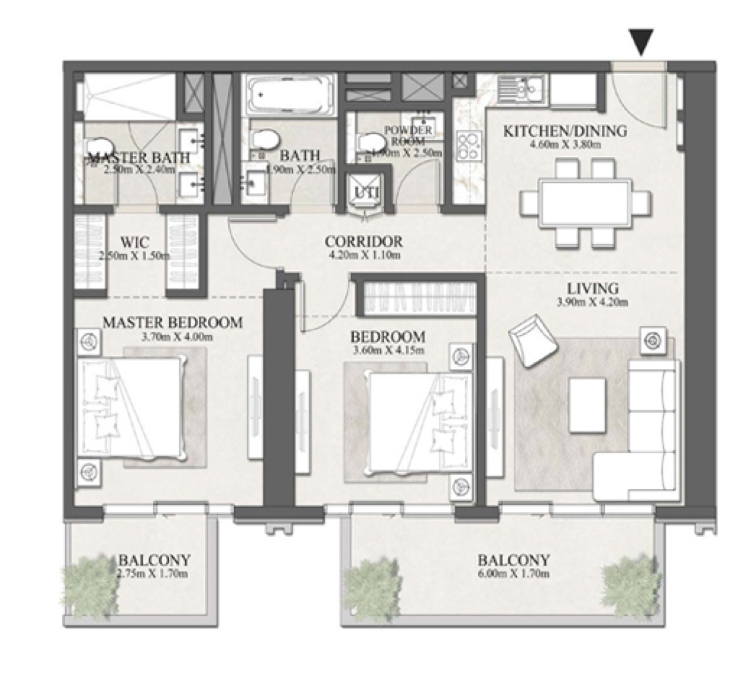Beachgate 2 BR floor plan