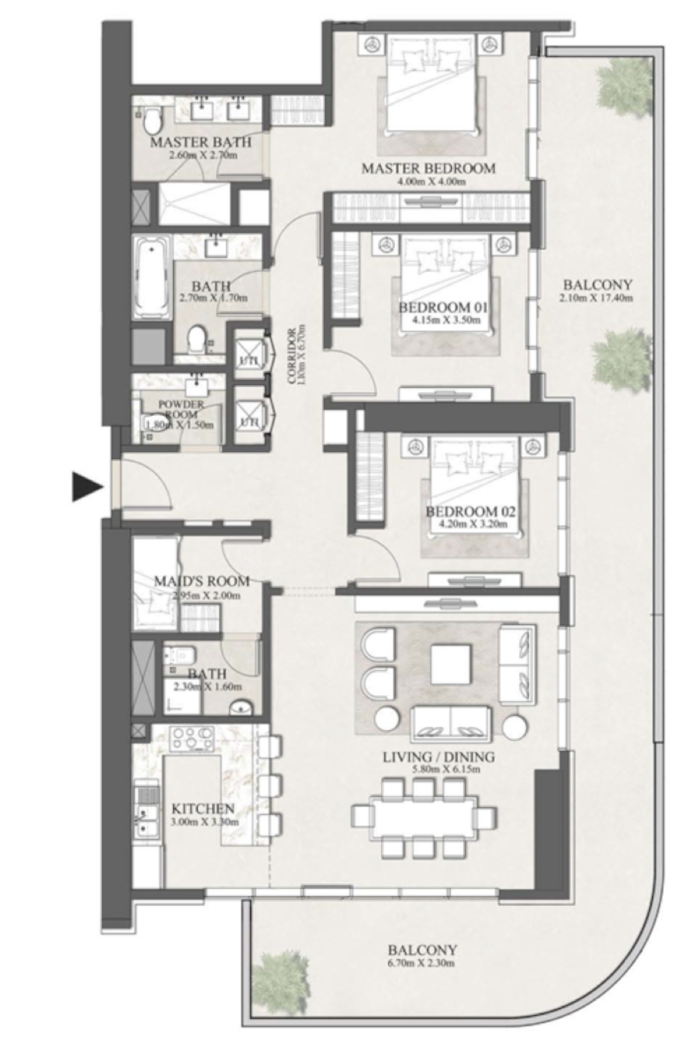 Beachgate 3 BR floor plan