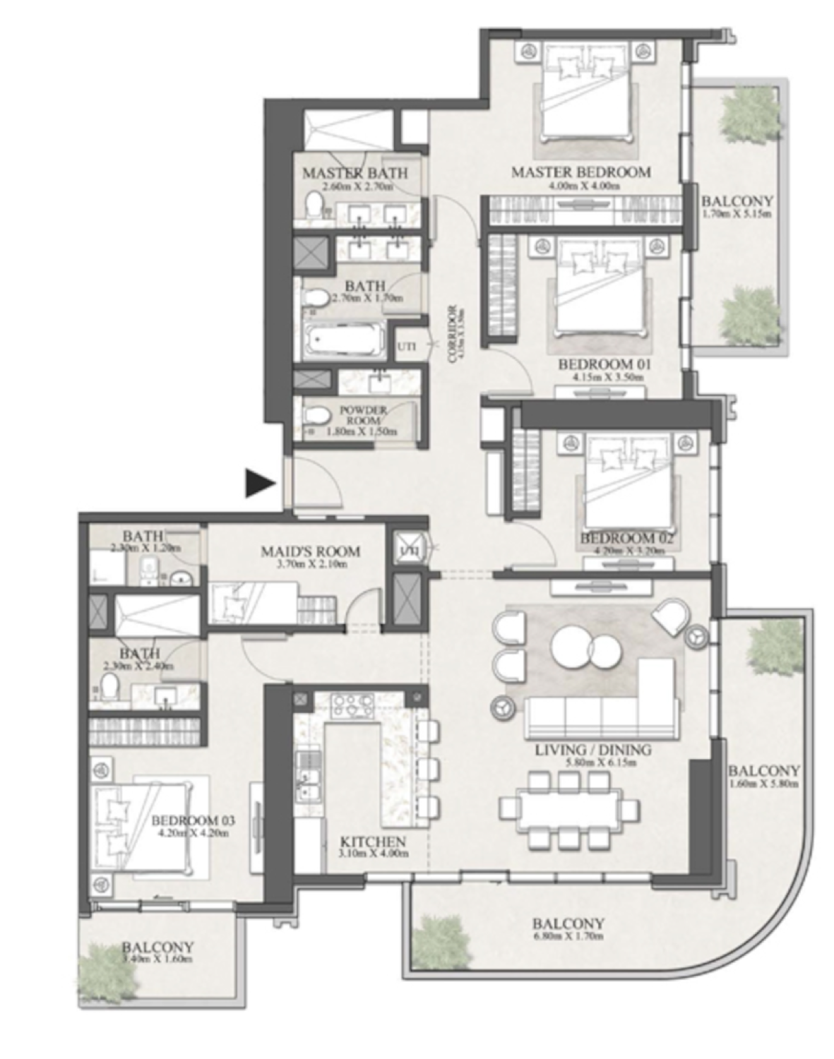 Beachgate 4 BR floor plan