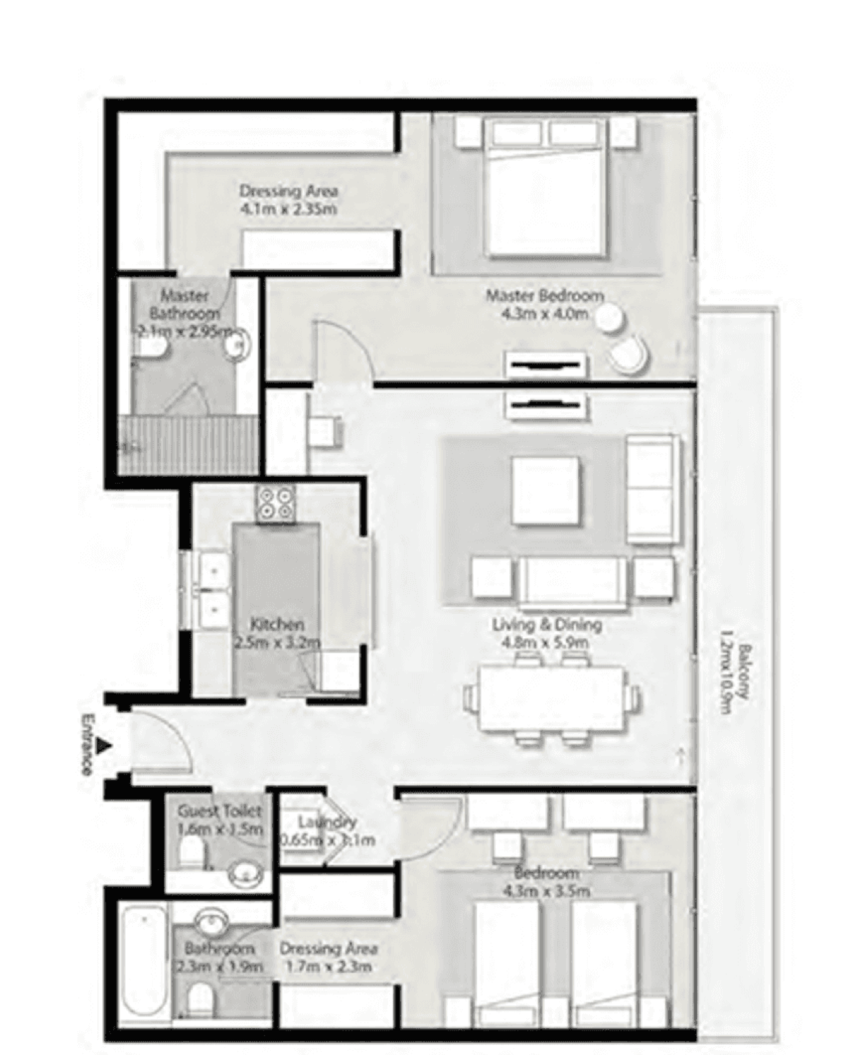 Misk 2 Bedroom Type D floor plan
