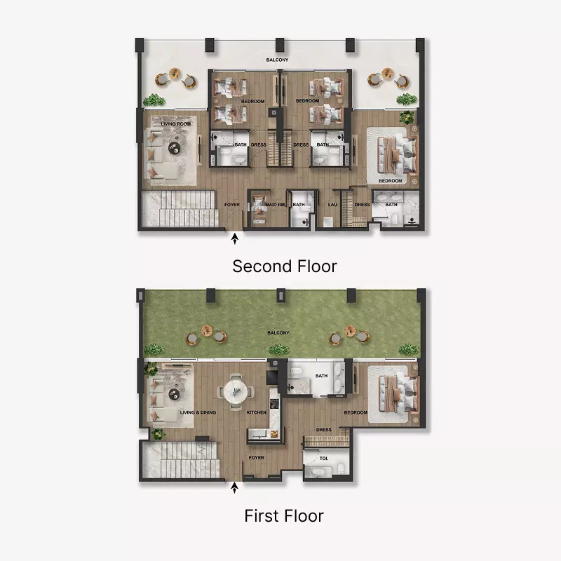 Blue Marina Residence 4 BR Duplex floor plan