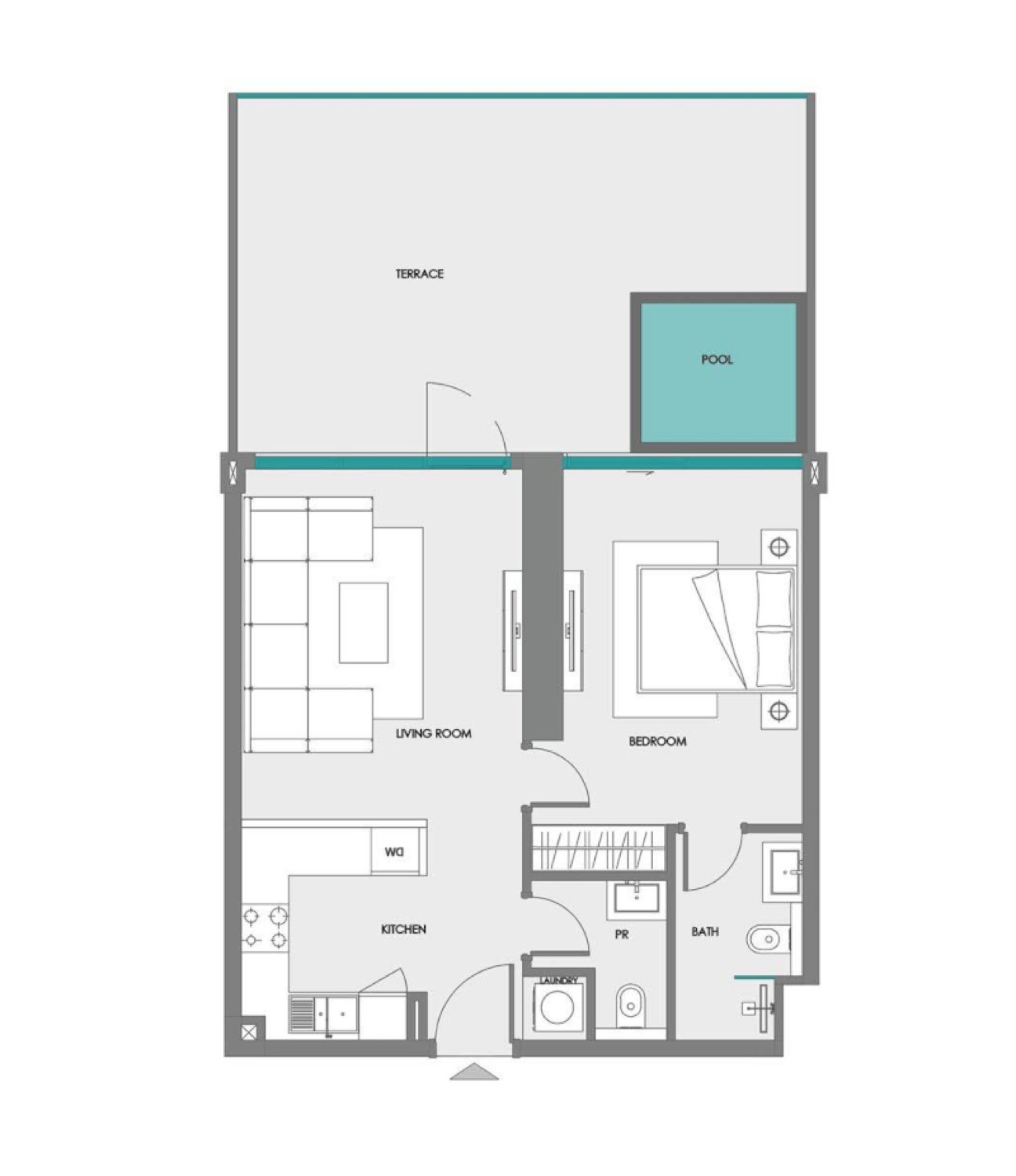 Boulevard Heights 1 Bedroom Type 1 floor plan