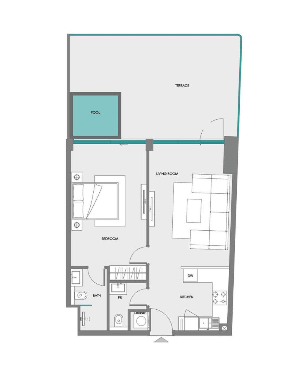 Boulevard Heights 1 Bedroom Type 2 floor plan