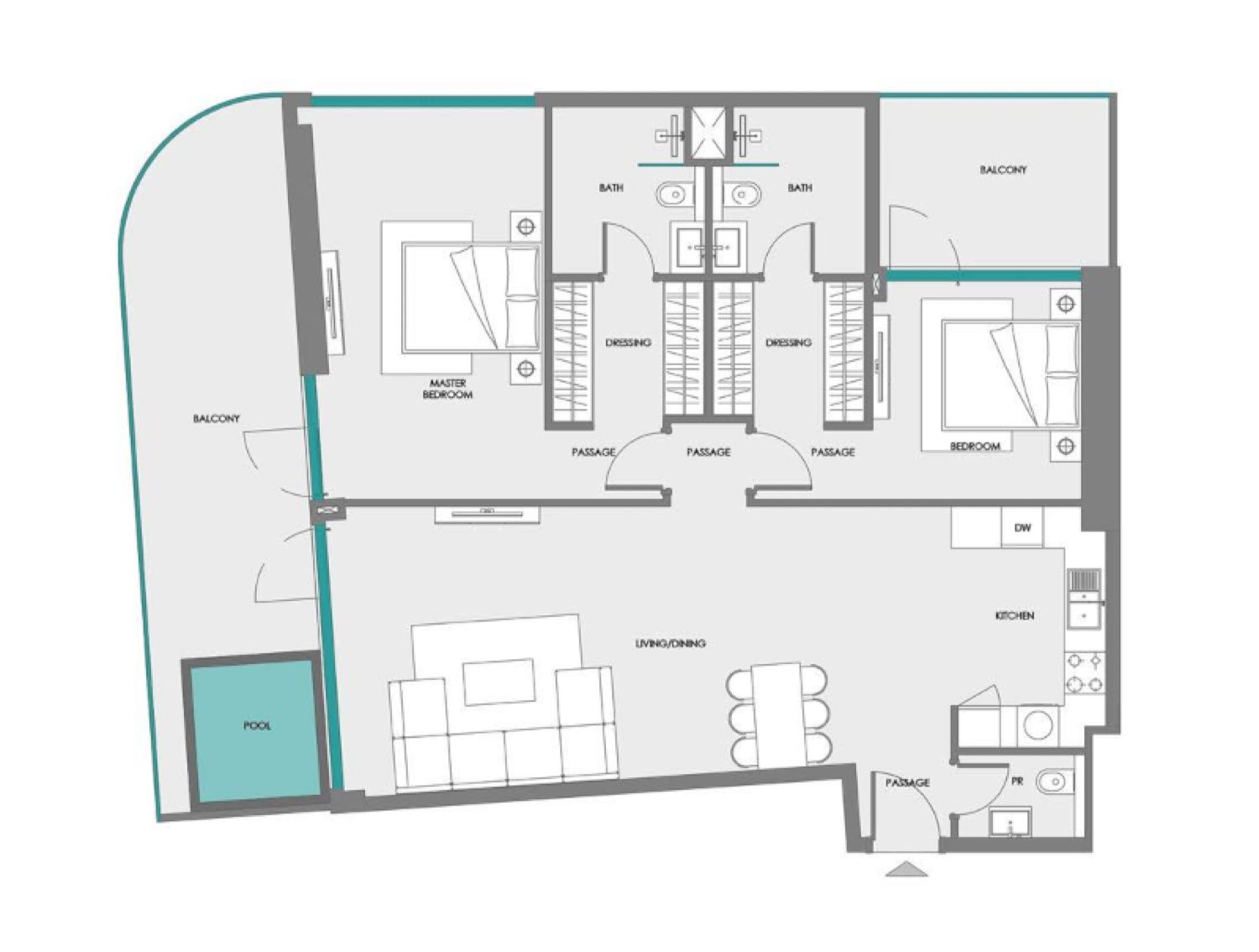 Boulevard Heights 2 Bedroom Type 2 floor plan