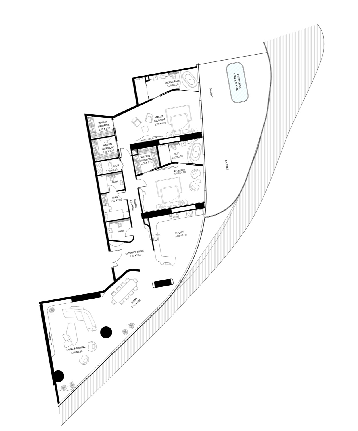 Bugatti Residences 2 BR Mansion floor plan