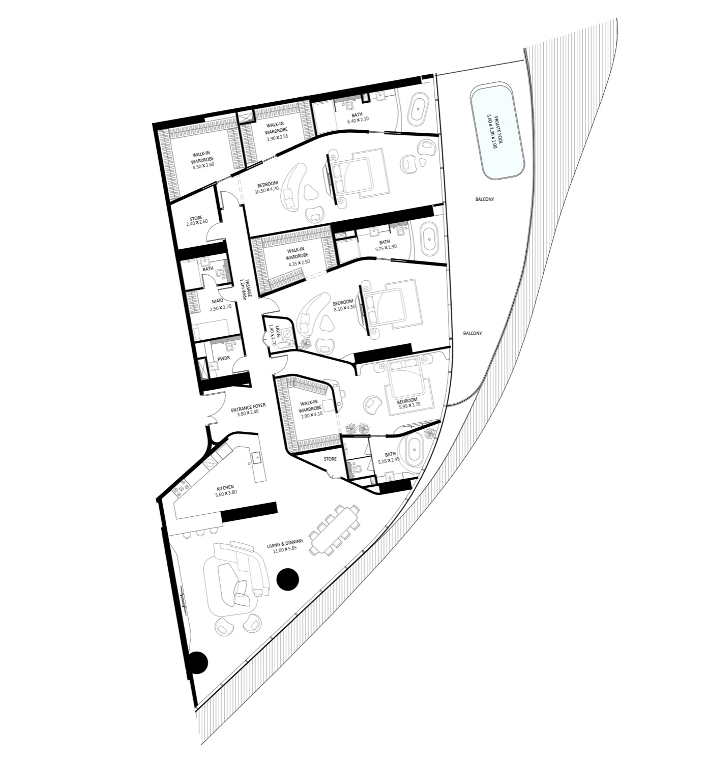 Bugatti Residences 3 BR Mansion floor plan