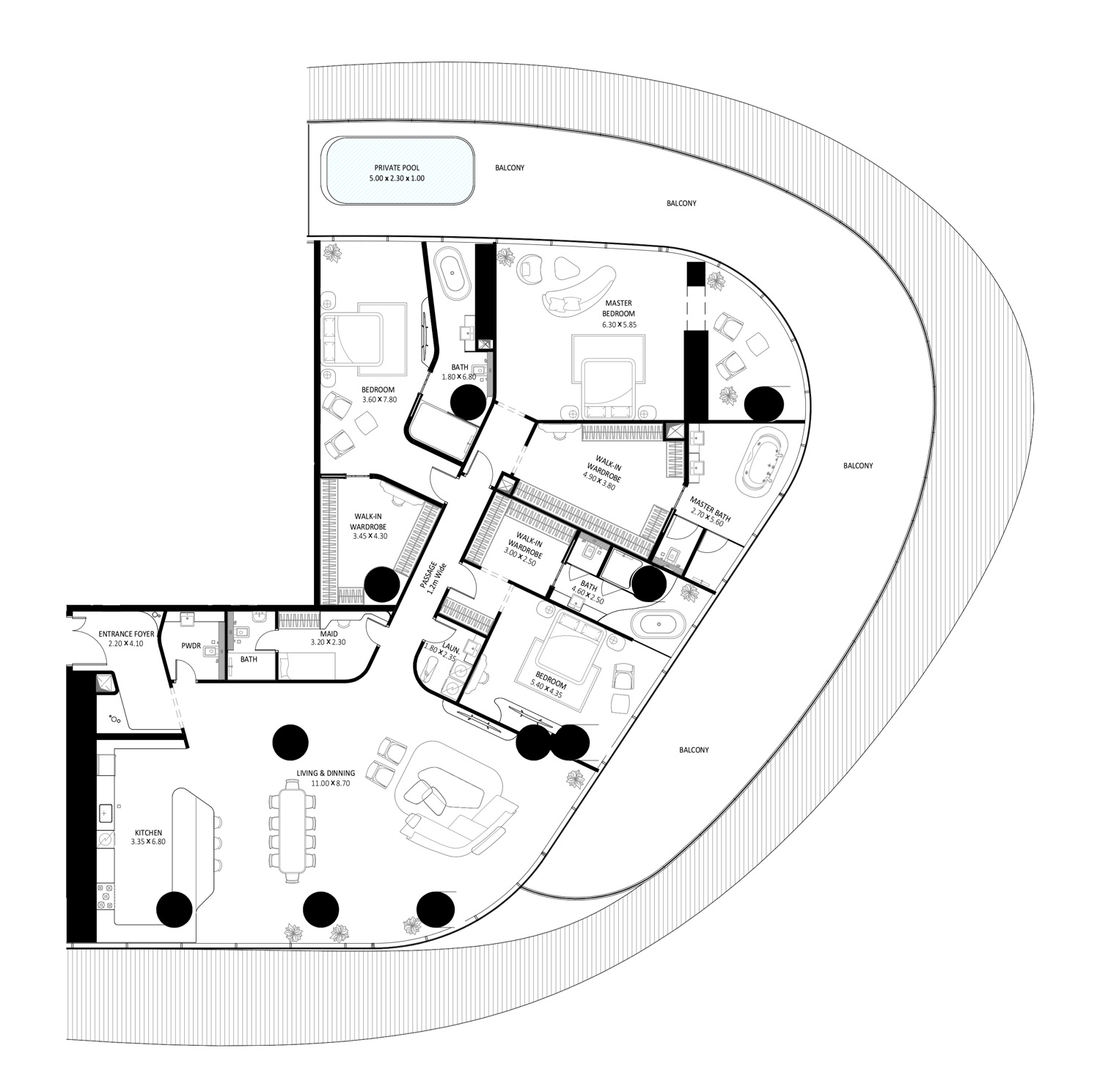 Bugatti Residences 3 BR Mansion floor plan