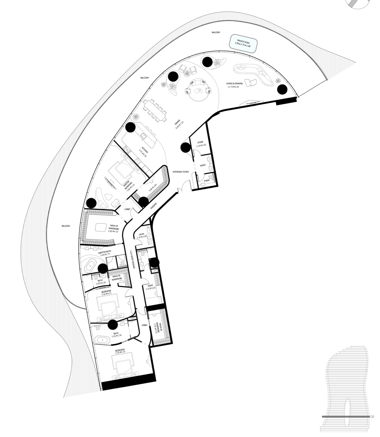 Bugatti Residences 3 BR Mansion floor plan