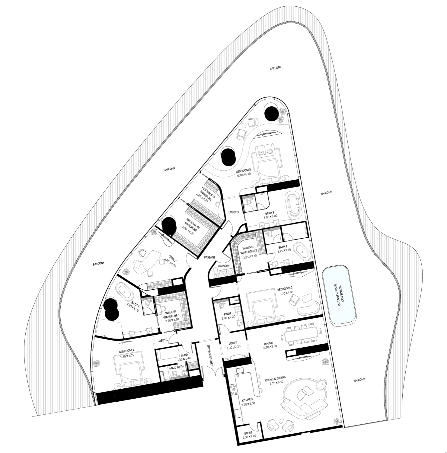 Bugatti Residences 3 BR Mansion floor plan