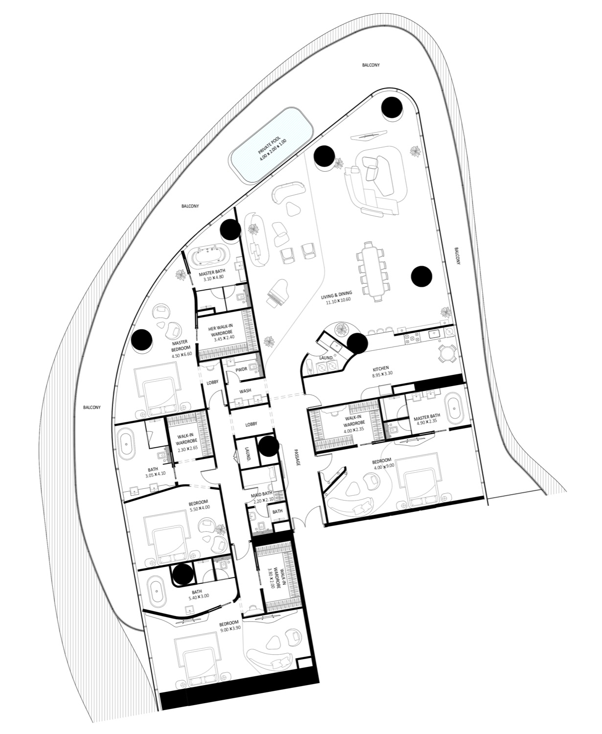 Bugatti Residences 4 BR Mansion floor plan