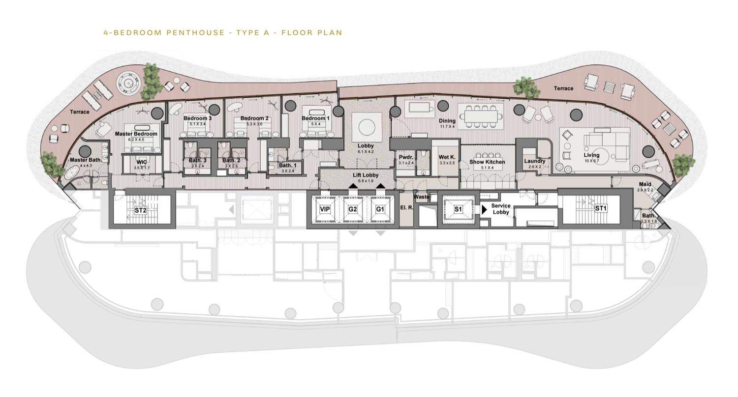 Bulgari Lighthouse 4 BR Penthouse floor plan