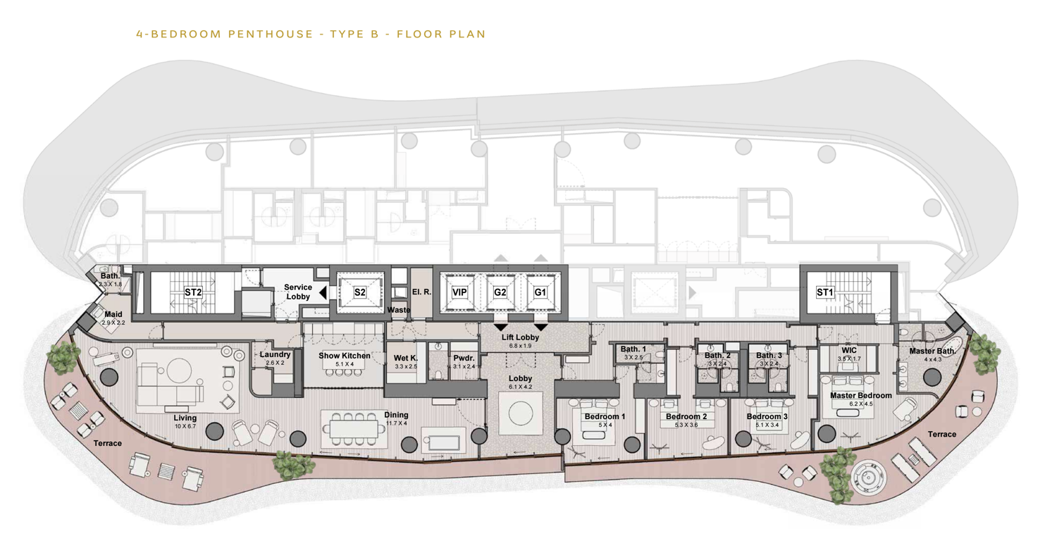 Bulgari Lighthouse 4 BR Penthouse floor plan