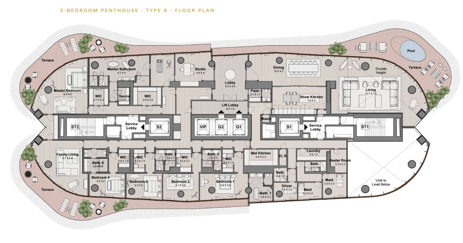 Bulgari Lighthouse 5 BR Penthouse floor plan