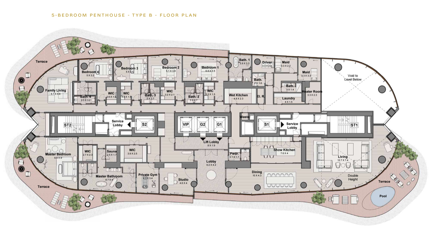 Bulgari Lighthouse 5 BR Penthouse floor plan