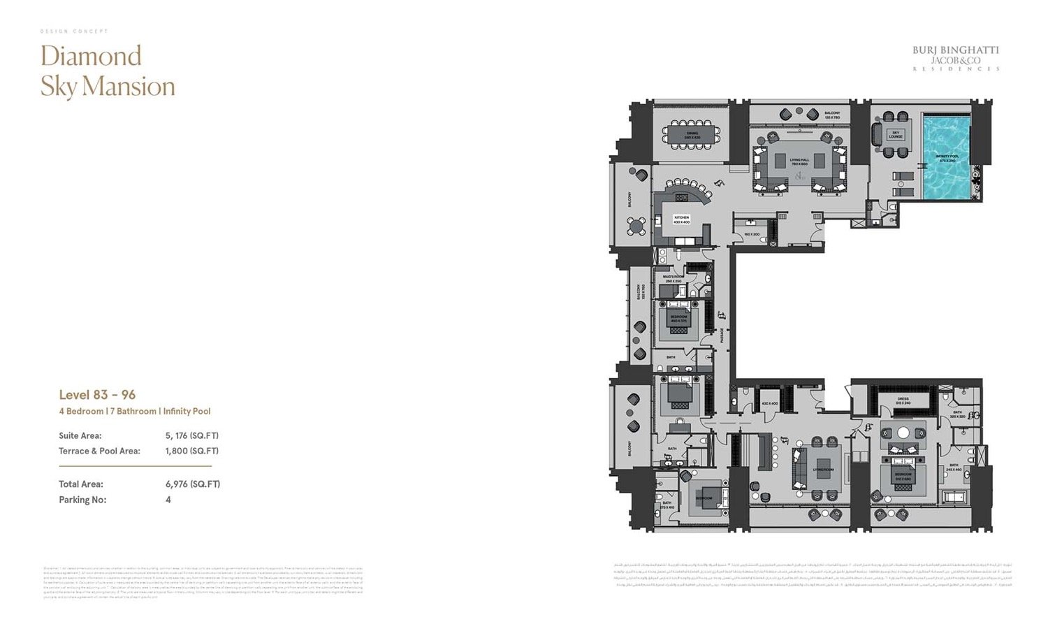 Burj Binghatti Jacob & Co Residences 4 BR Sky Mansion floor plan