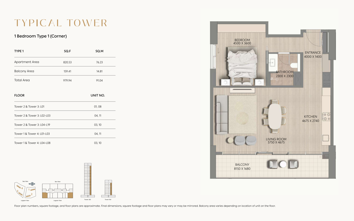 Cape Hayat 1 BR floor plan