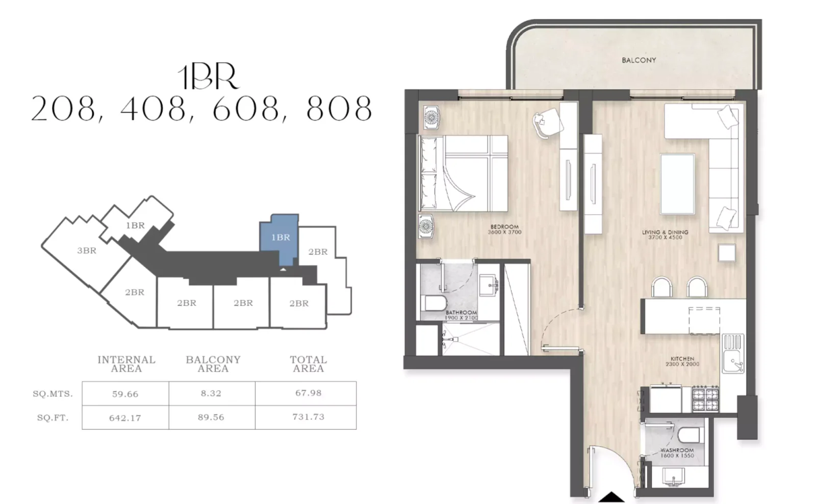 Capital Horizon Terraces 1 BR floor plan