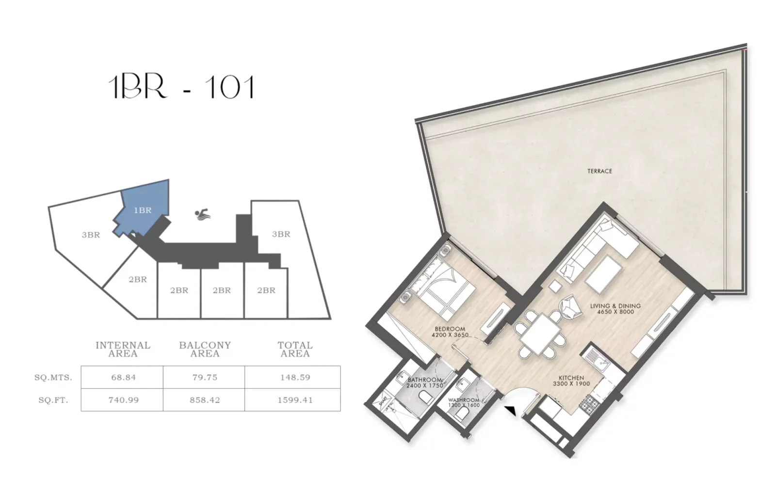 Capital Horizon Terraces 1 BR floor plan