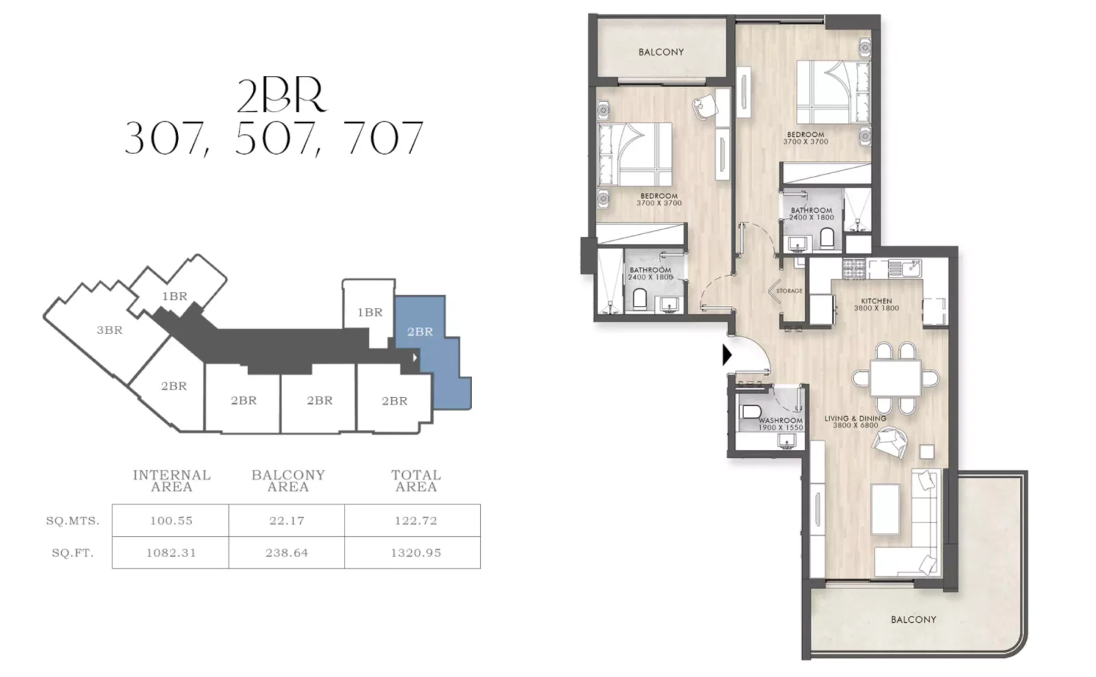Capital Horizon Terraces 2 BR floor plan