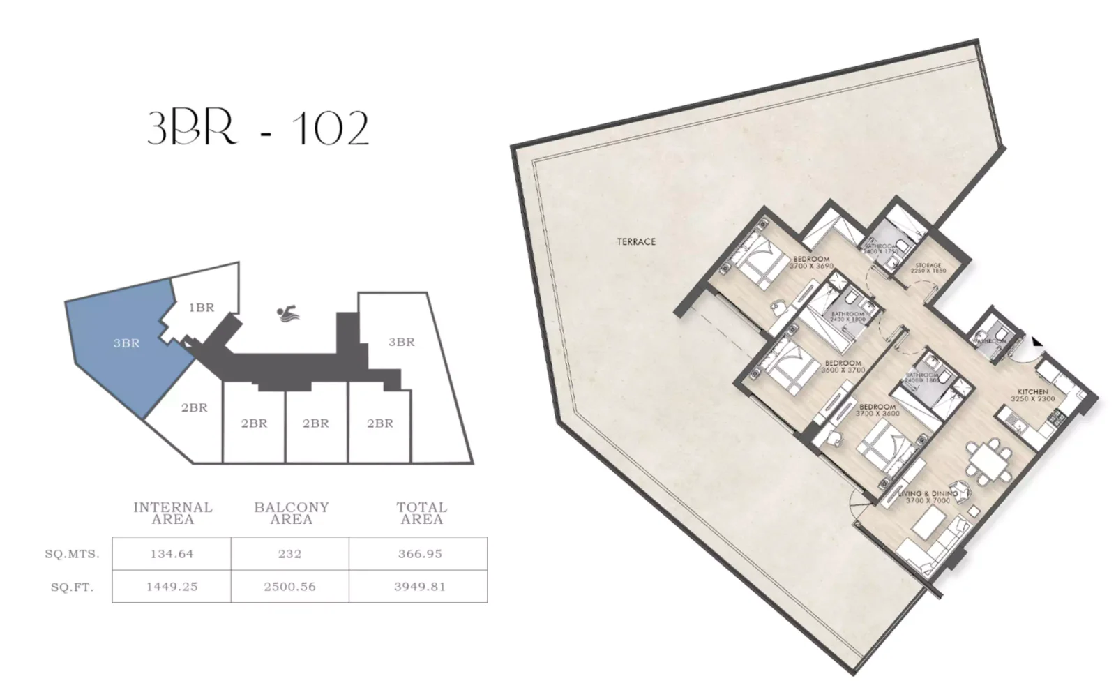 Capital Horizon Terraces 3 BR floor plan