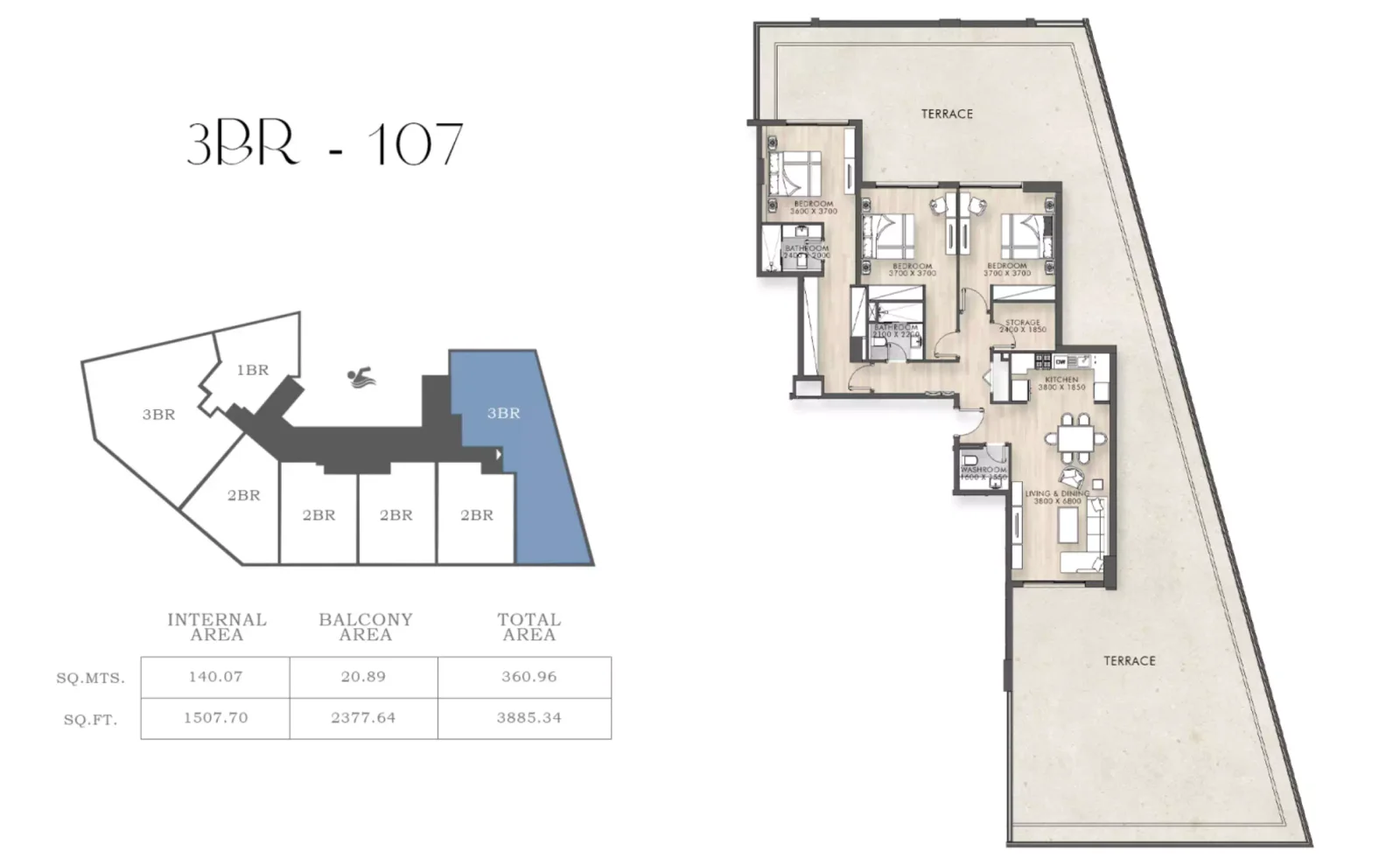Capital Horizon Terraces 3 BR floor plan