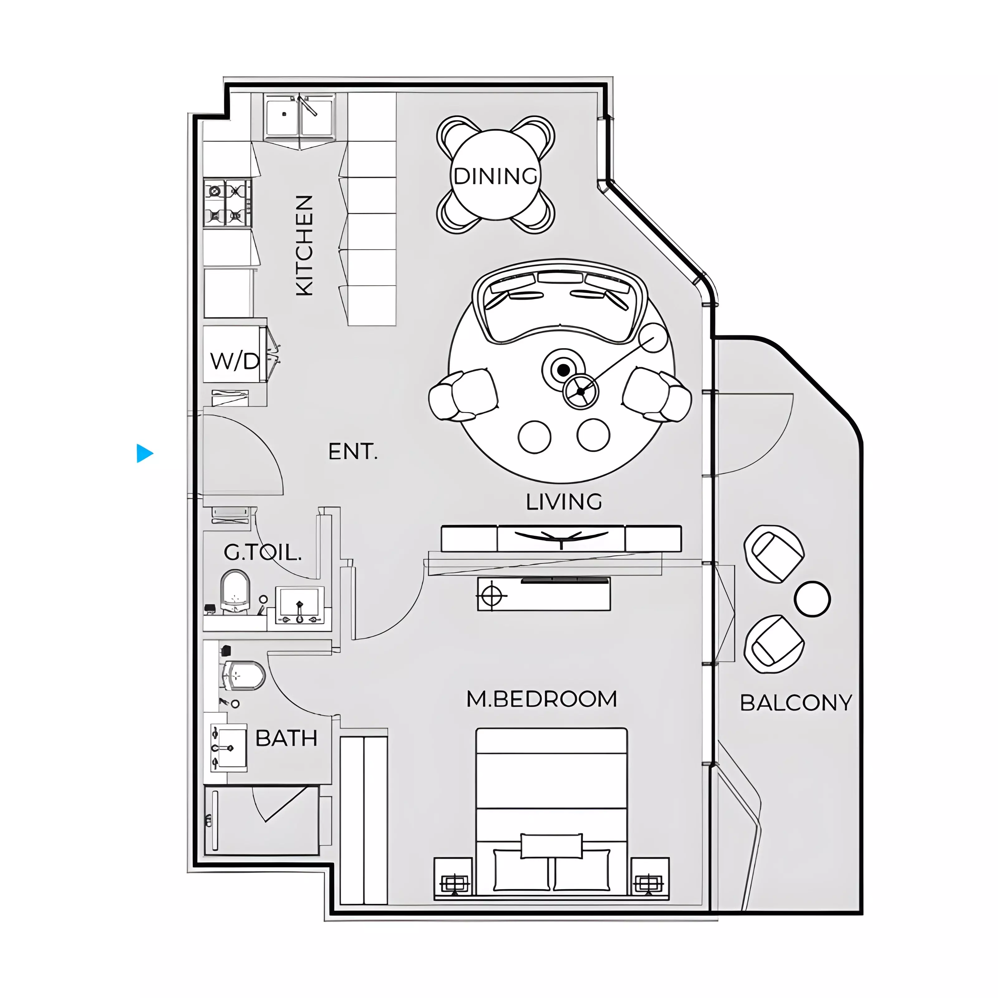 Coastal Haven 1 BR floor plan