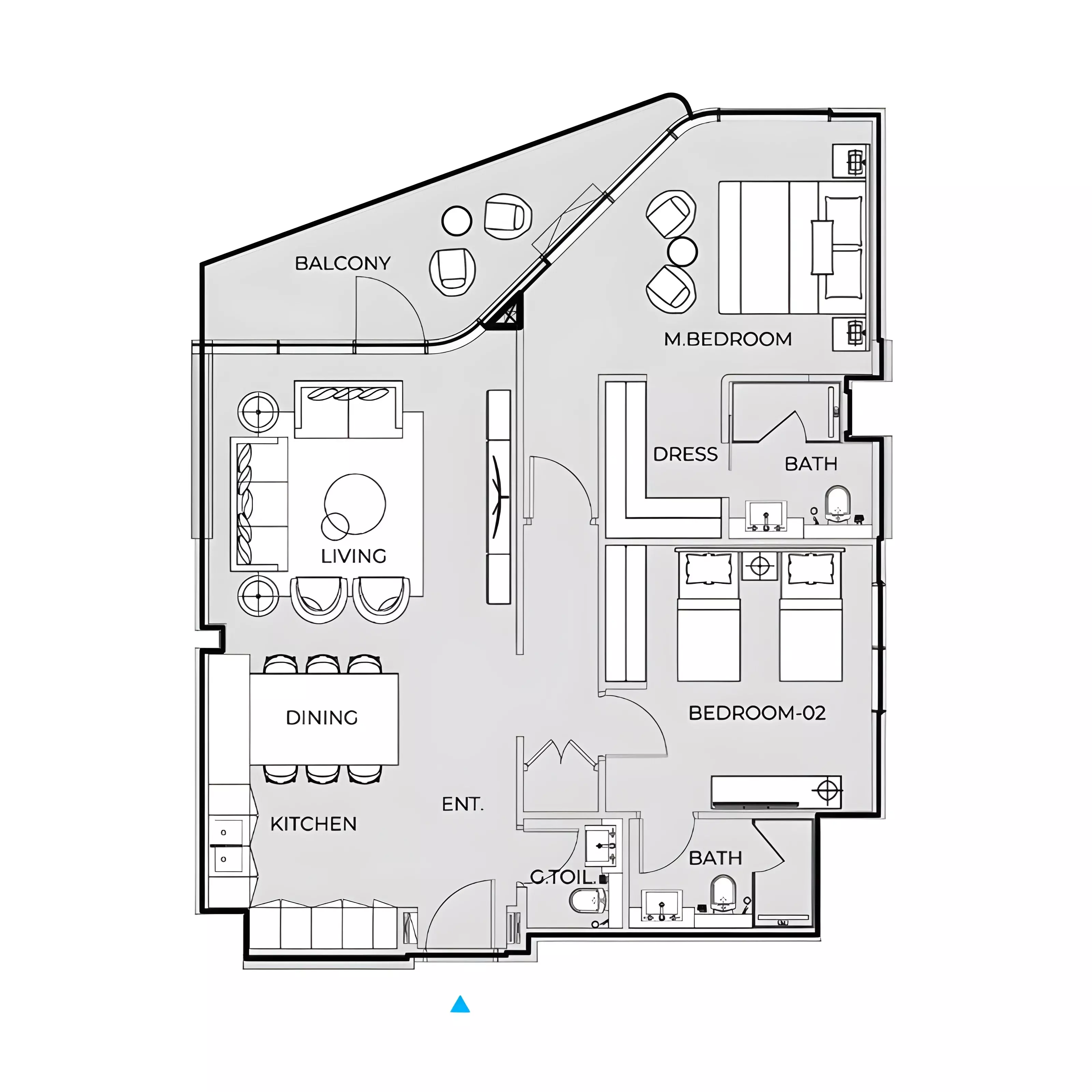 Coastal Haven 2 BR floor plan