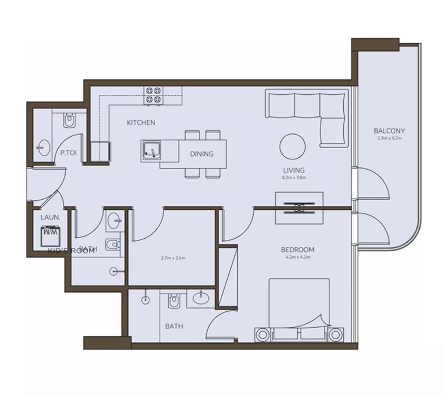 Coral Isle Residences 1 BR floor plan