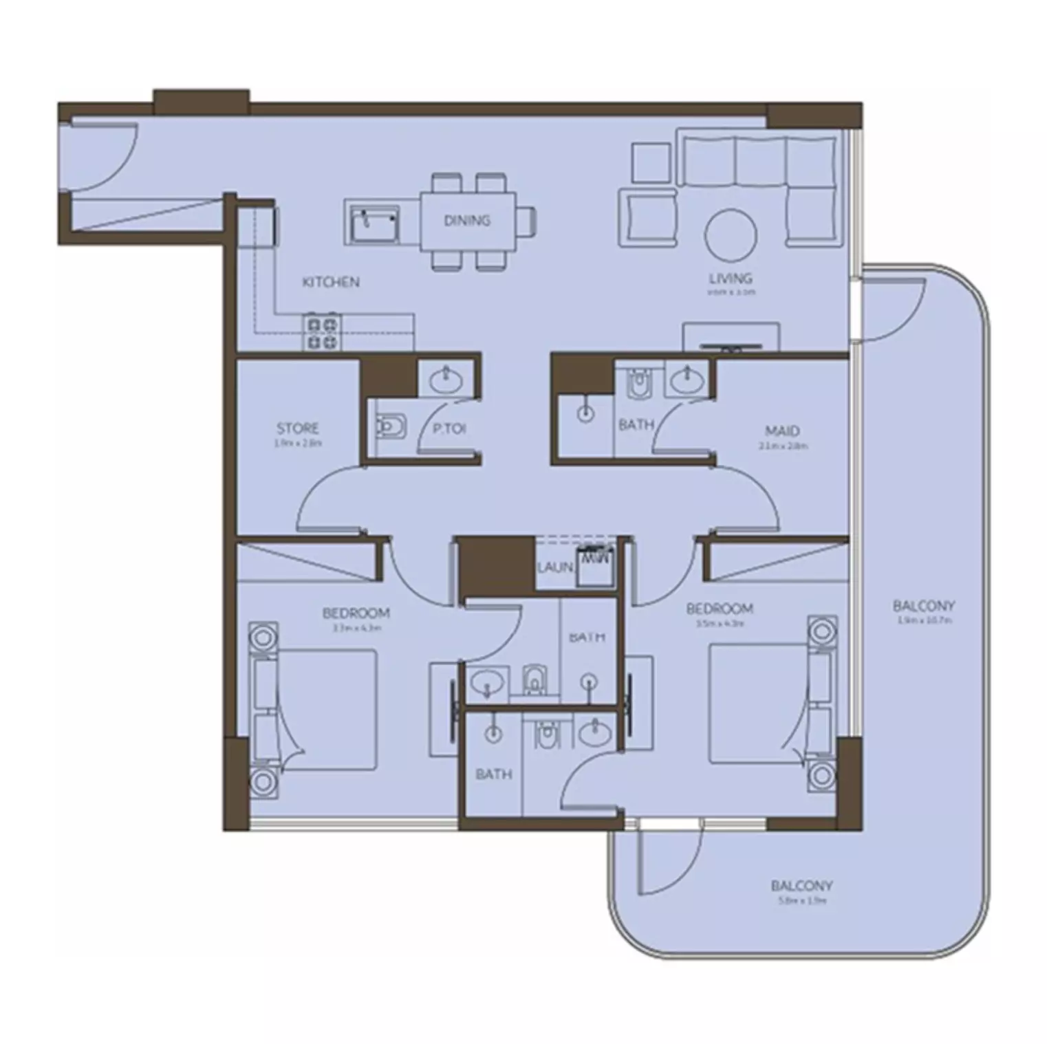 Coral Isle Residences 2 BR floor plan