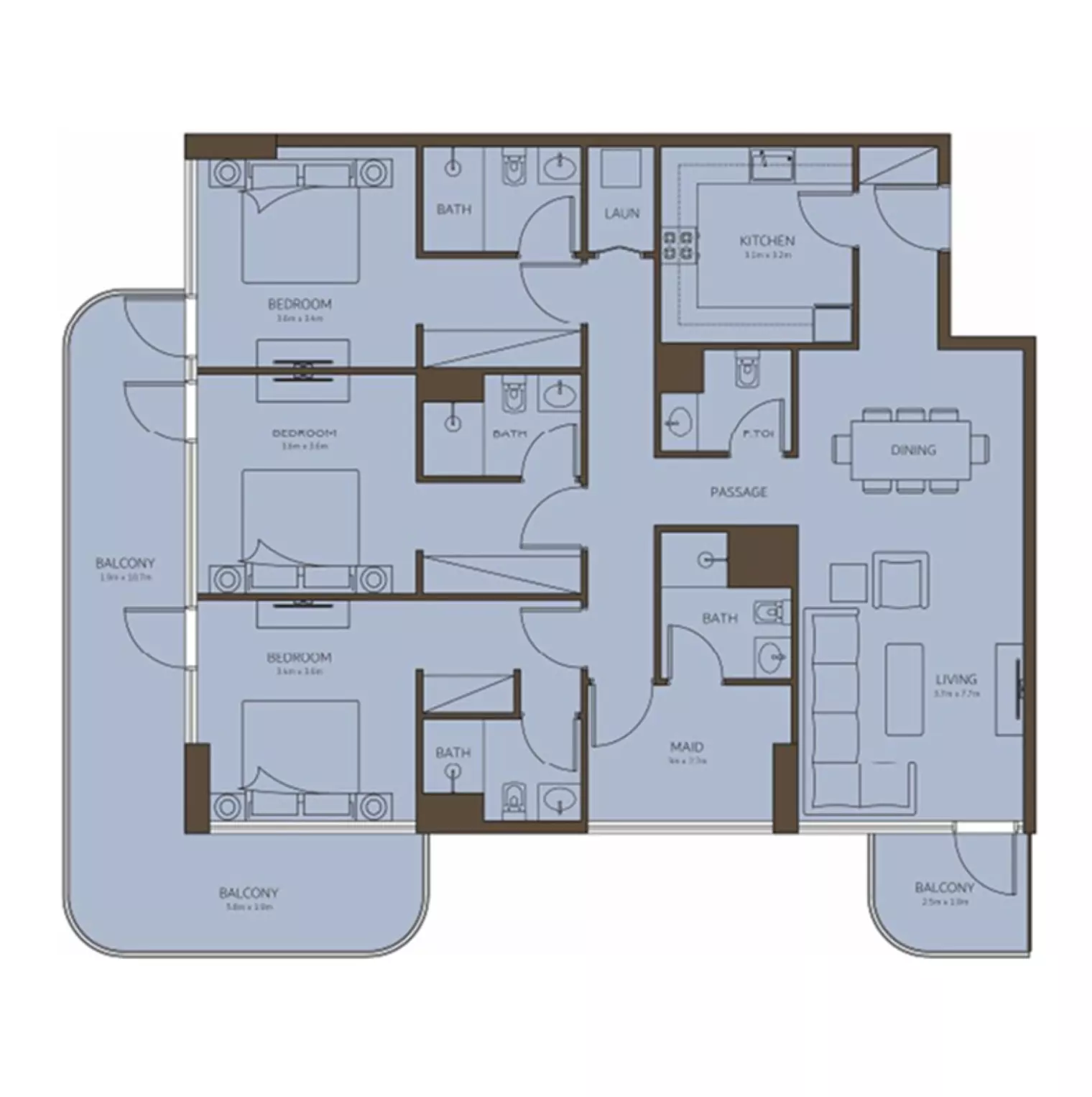 Coral Isle Residences 3 BR floor plan