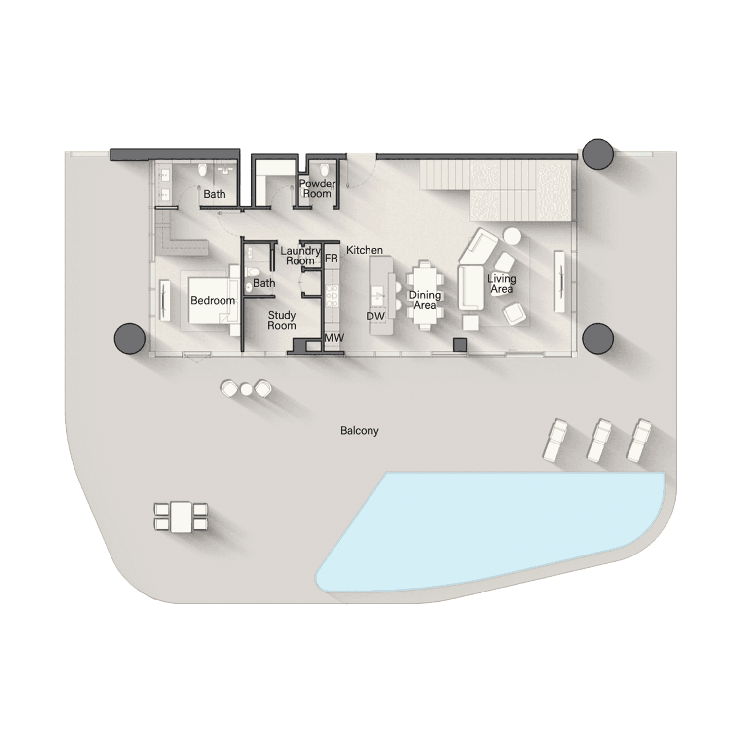 Costa Mare 4 Bedroom Duplex floor plan