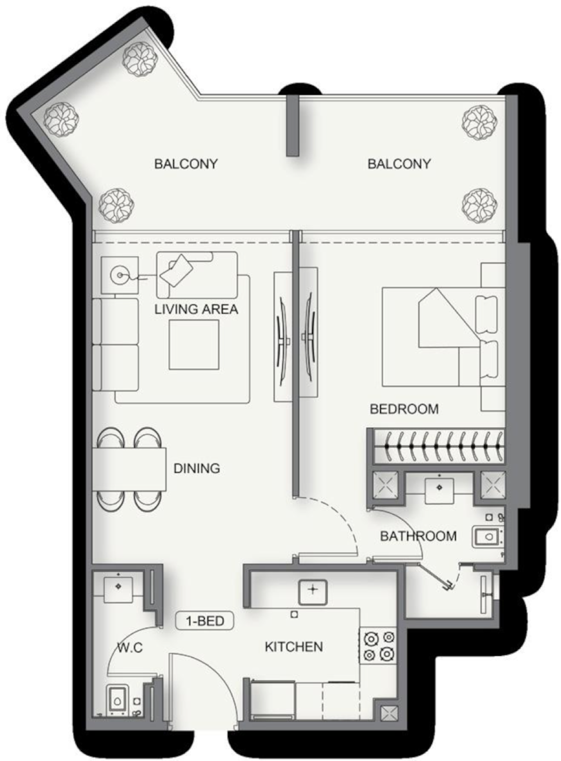 Cullinan 1 Bedroom Type 1 floor plan