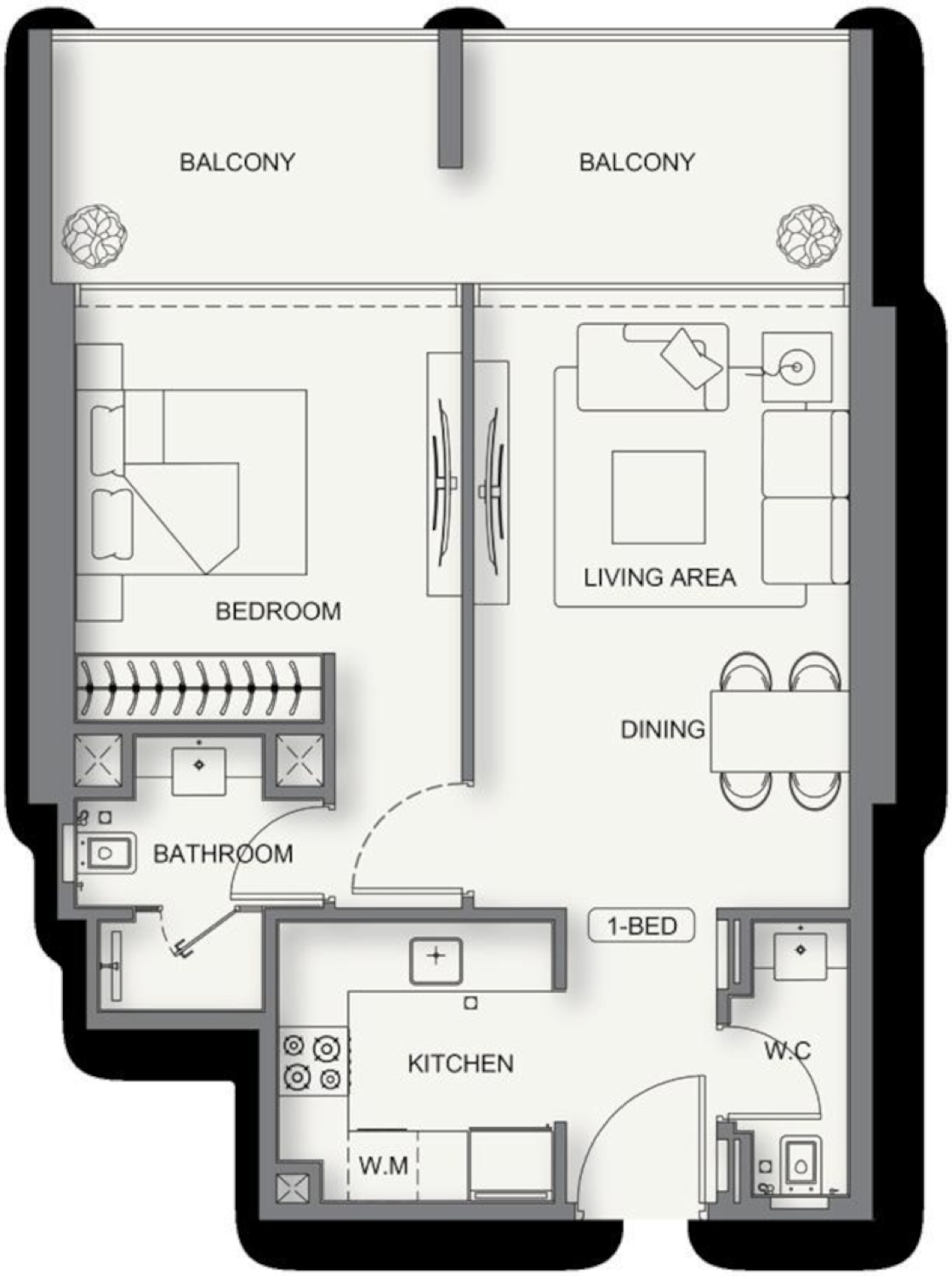 Cullinan 1 Bedroom Type 2 floor plan