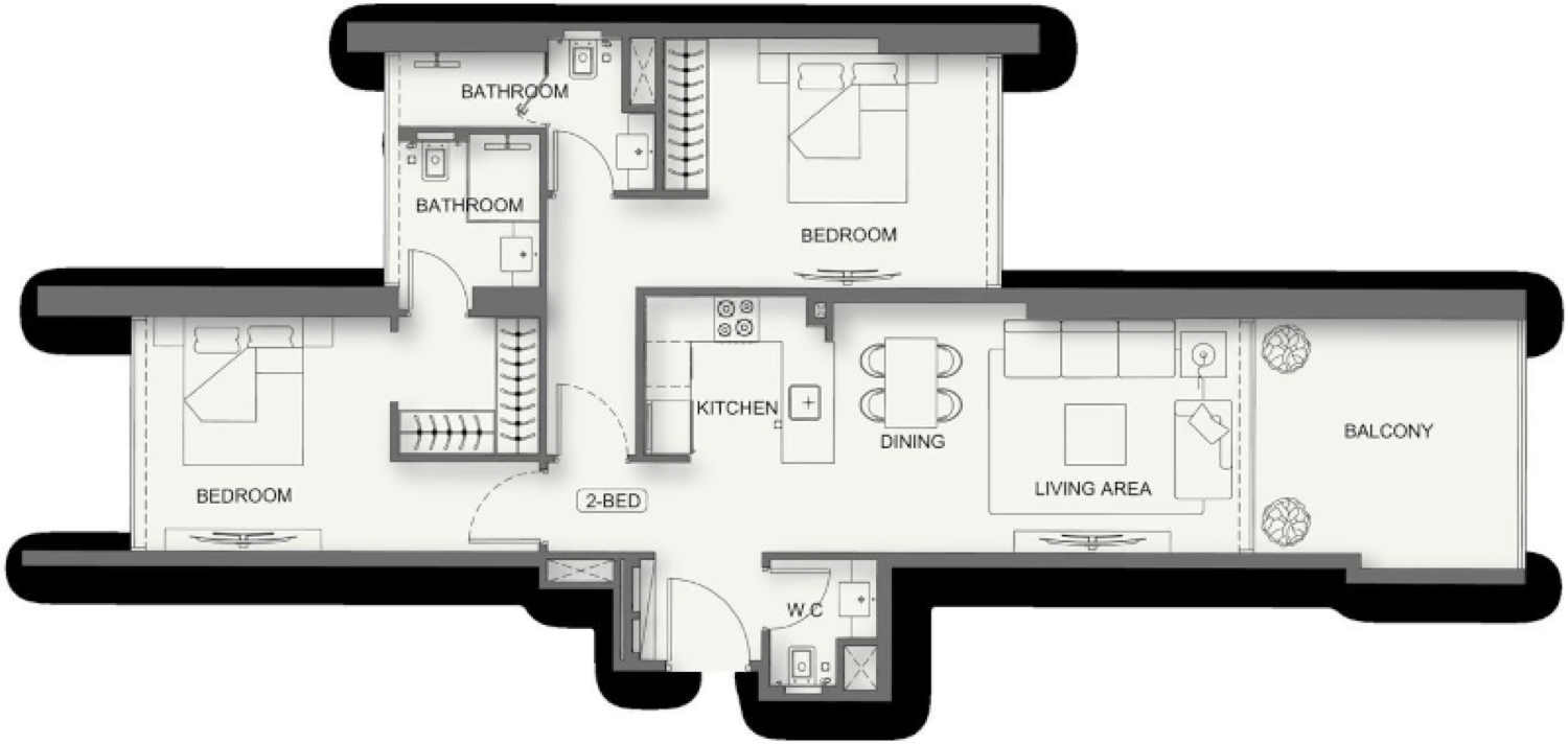 Cullinan 2 Bedroom Type 1 floor plan