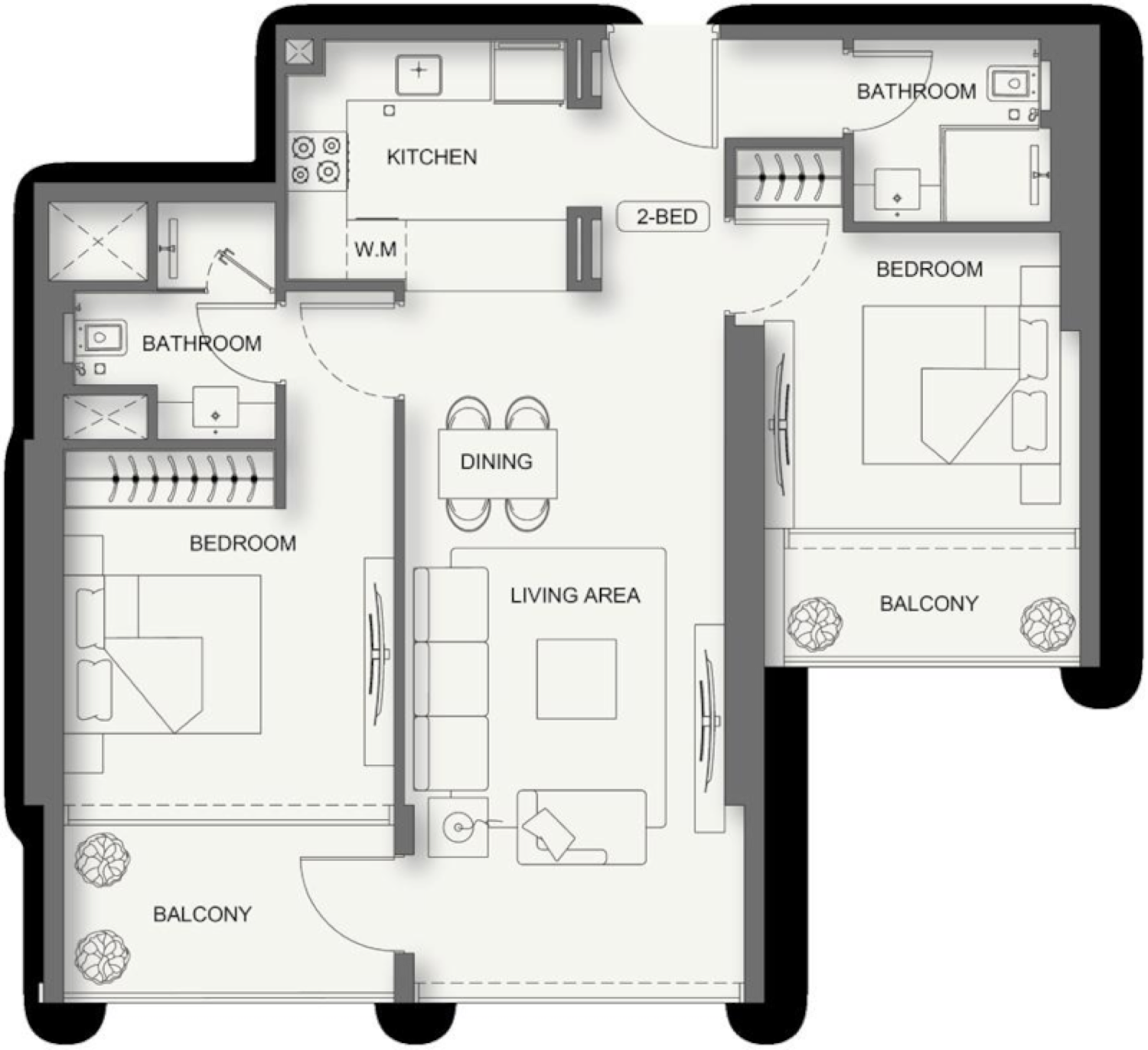 Cullinan 2 Bedroom Type 2 floor plan