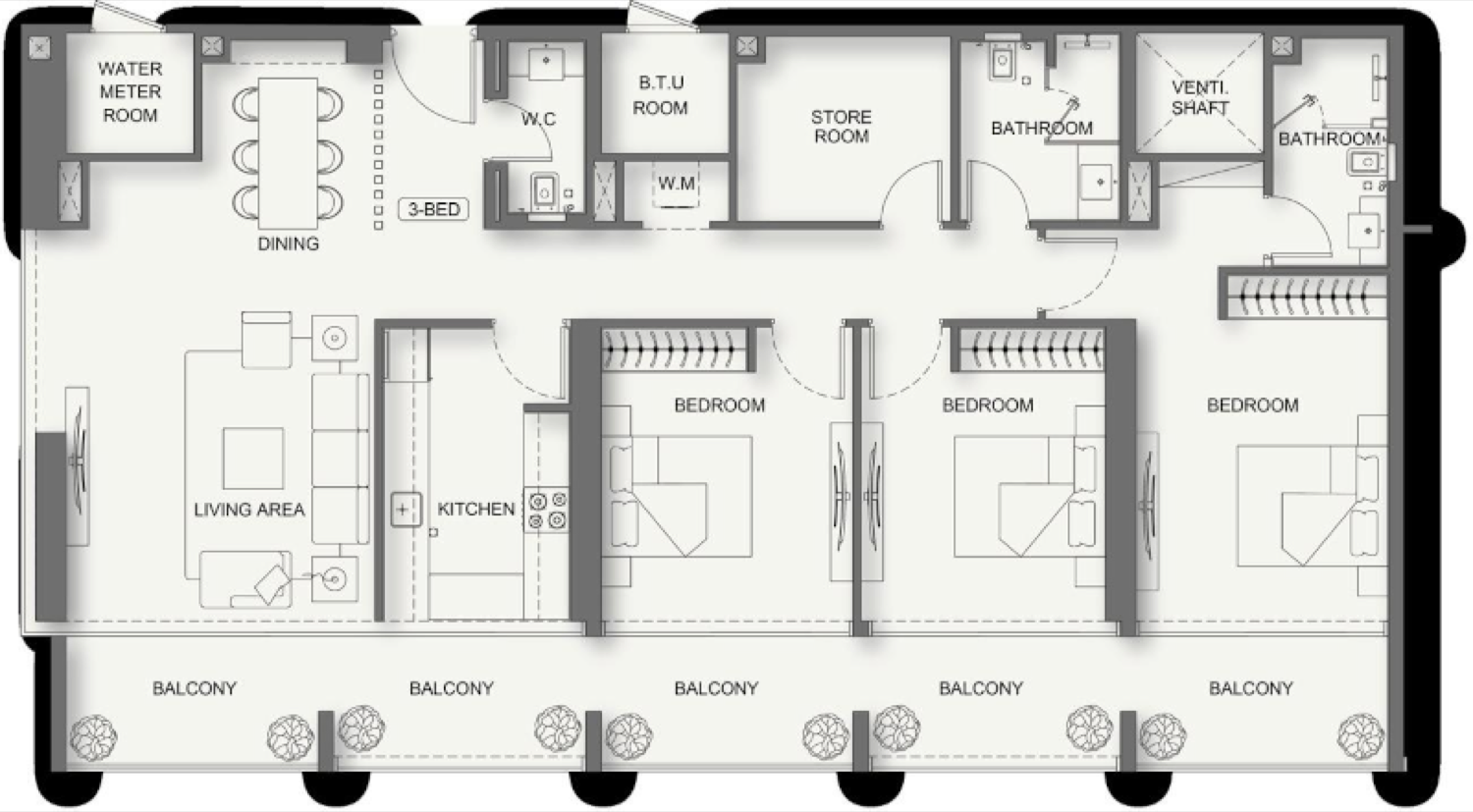 Cullinan 3 Bedroom Type 1 floor plan