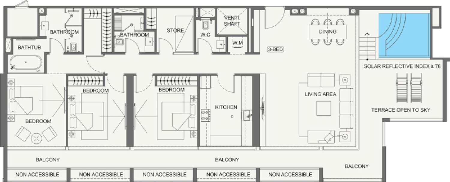 Cullinan 3 Bedroom Type 2 floor plan