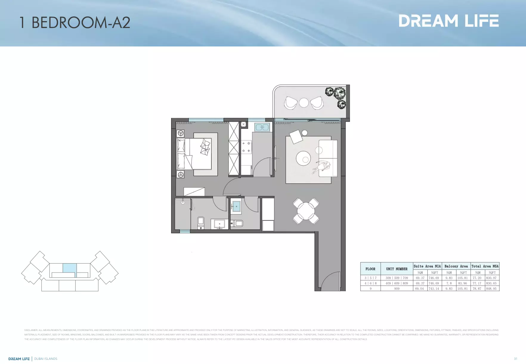 Dreamlife Residences 1 BR floor plan