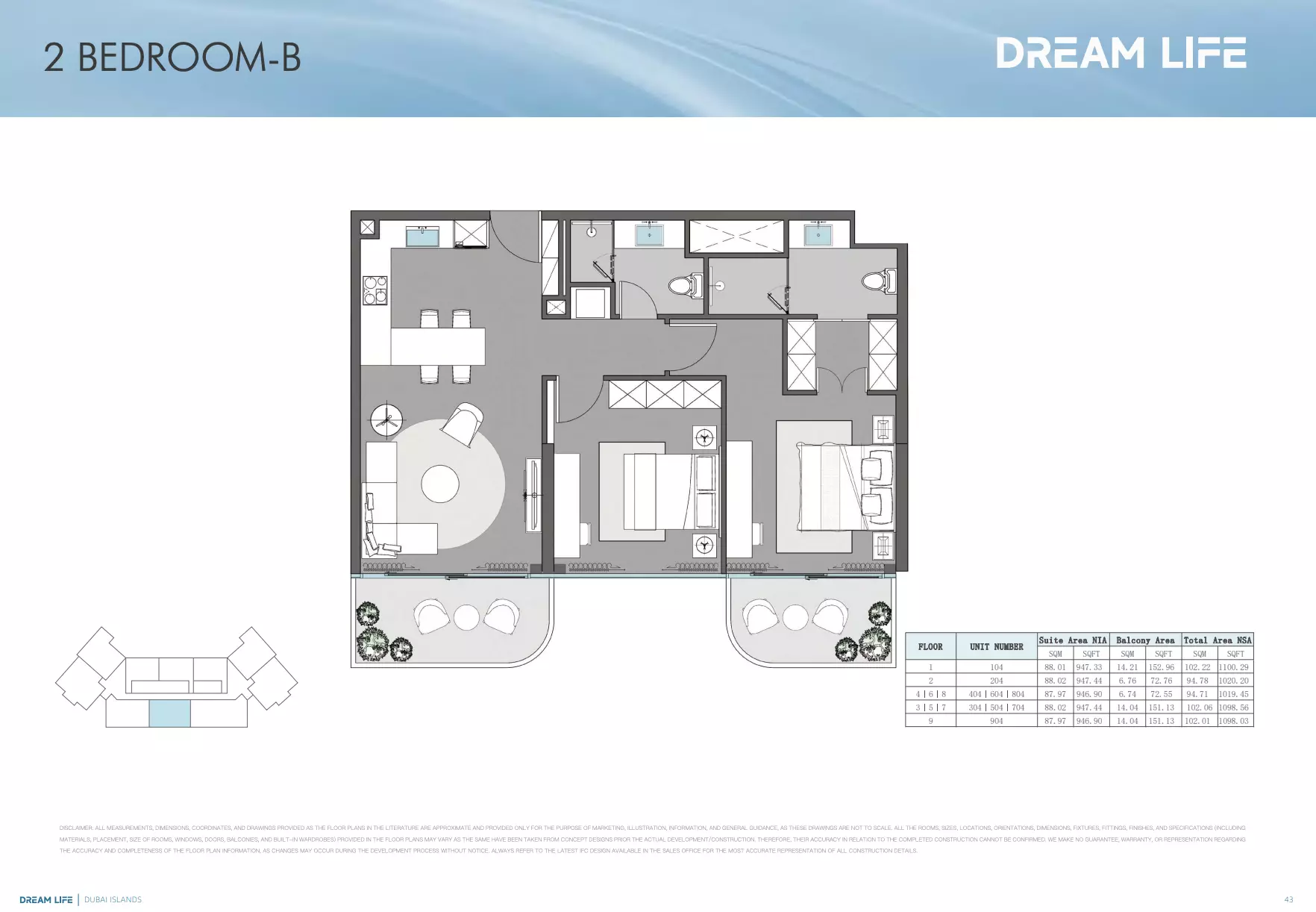 Dreamlife Residences 2 BR floor plan