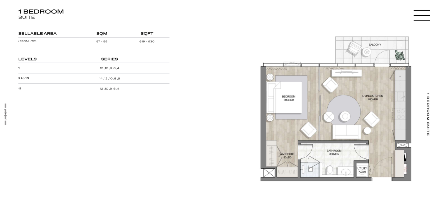 Edge Residences 1 BR floor plan